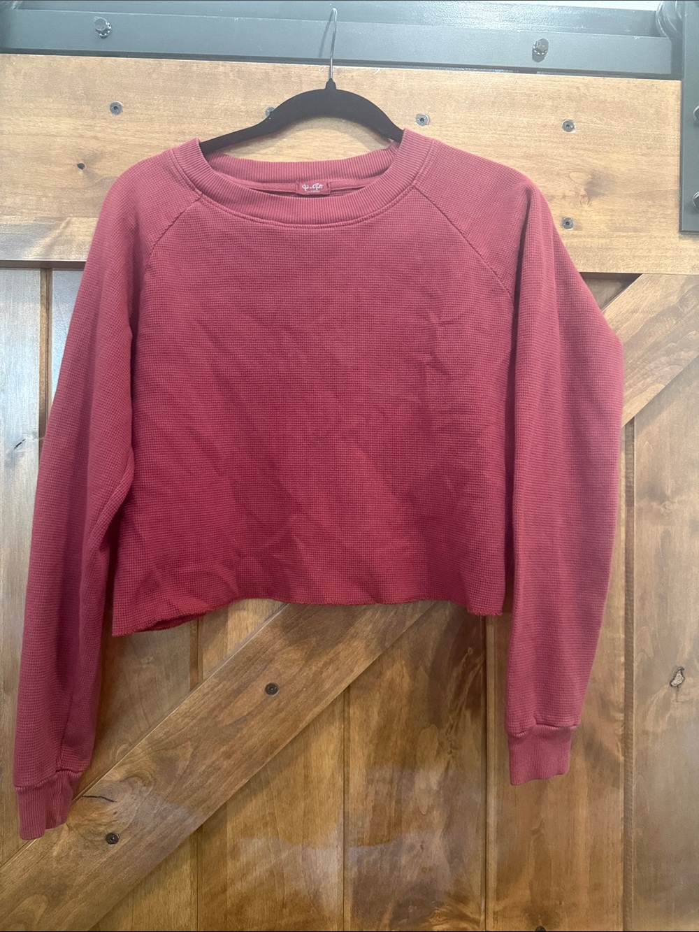 John Galt Cropped Thermal Top Deep Rose